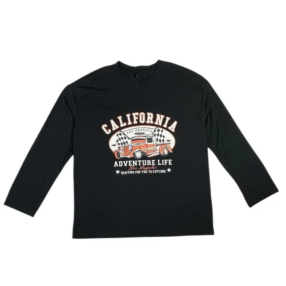 Shein Black Long Sleeve Graphic Tee California Adventure Life, Size Small EUC - Picture 1 of 7